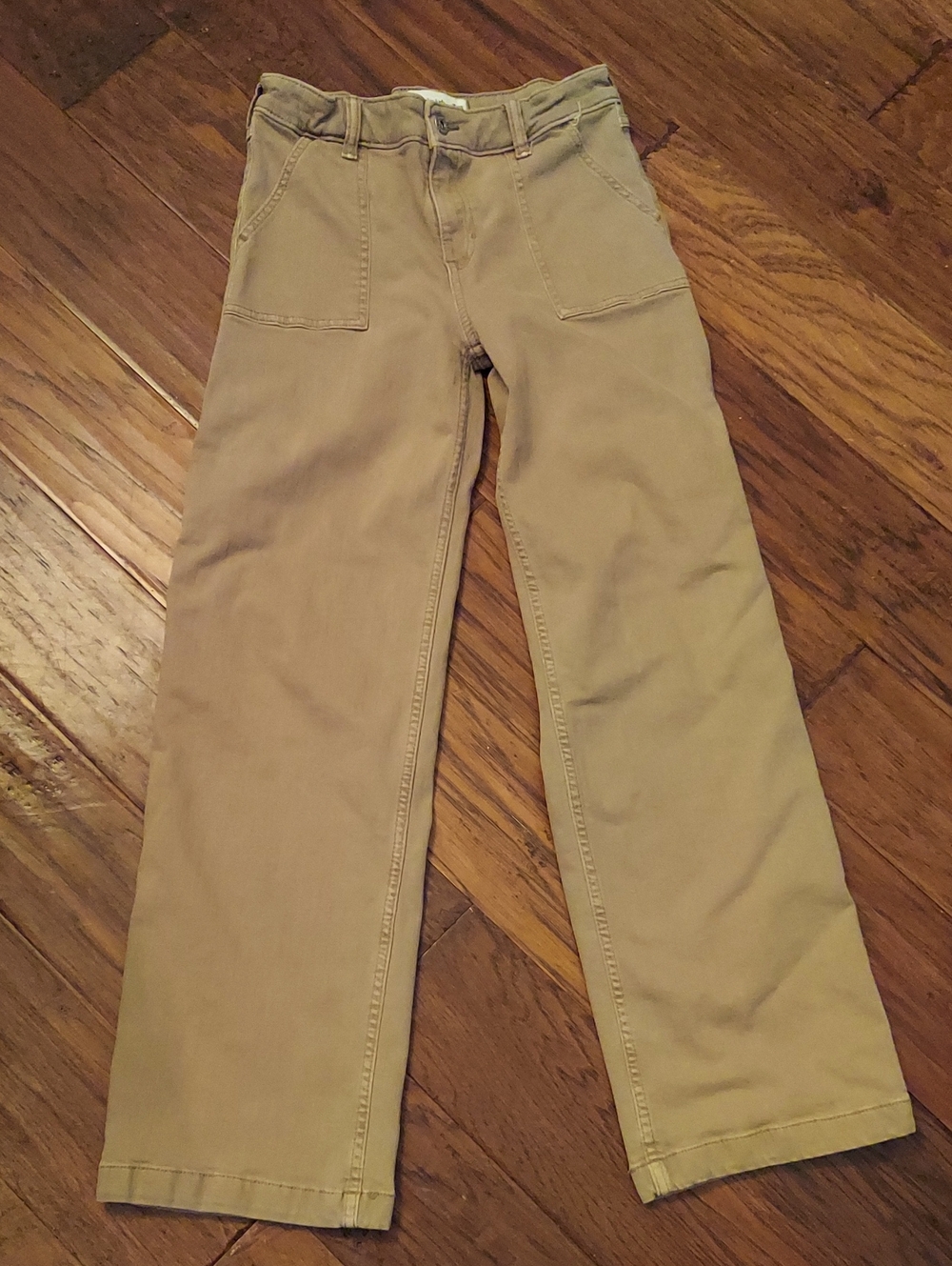 Abercrombie Kids Girls High Rise Wide Leg Trousers Pants Taupe Khaki 15 16